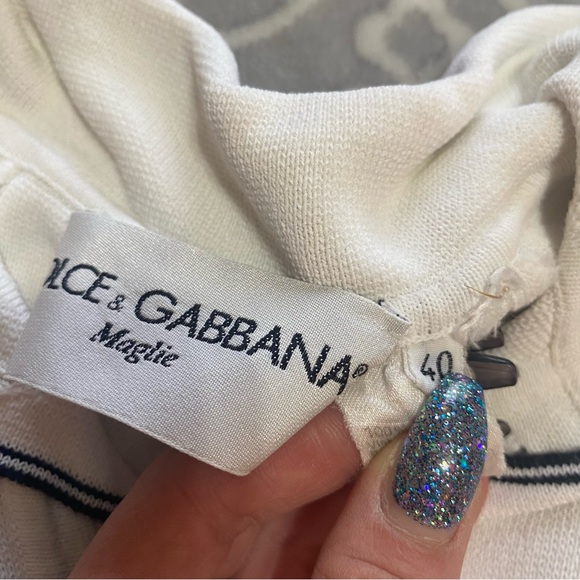 Dolce & Gabanna polo shirt with buttons and navy trim - Picture 6 of 7